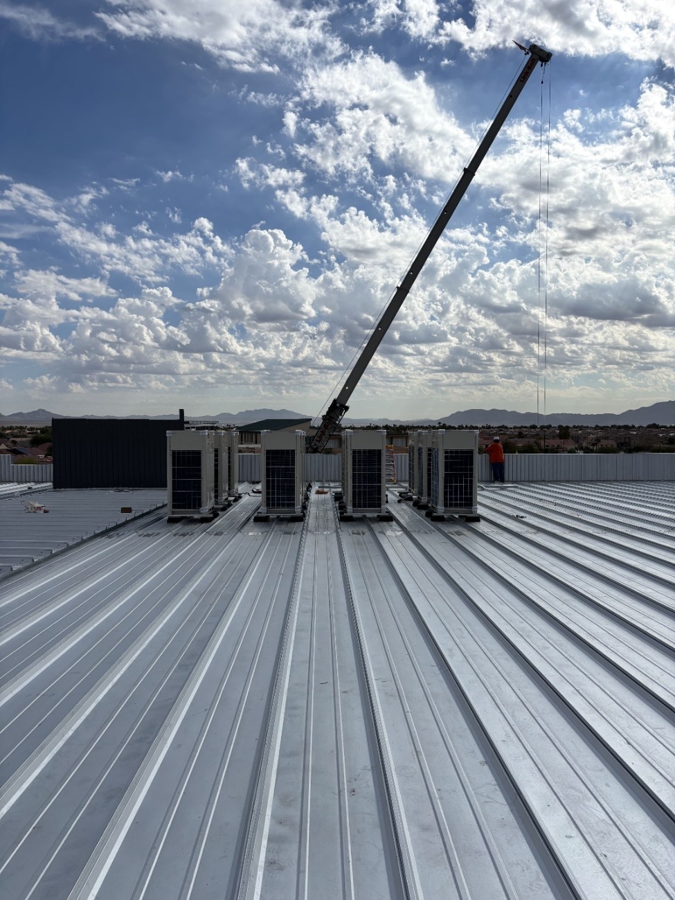 Flying carrier VRF equipment to the roof